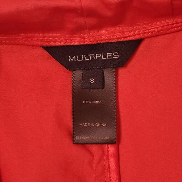 Multiples Orange Red 1/2 Sleeve Trench Coat - Picture 5 of 5